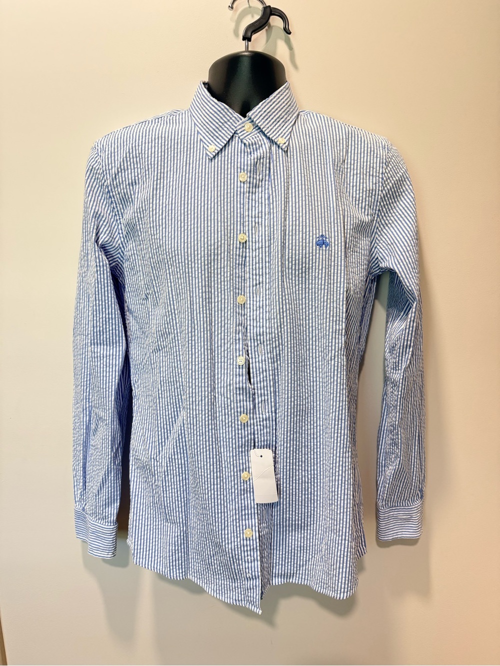 Brooks Brothers Blue & White Striped Seersucker Dress Shirt